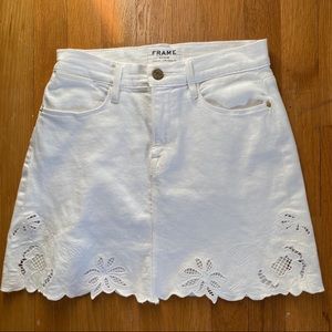 Frame White Denim Skirt